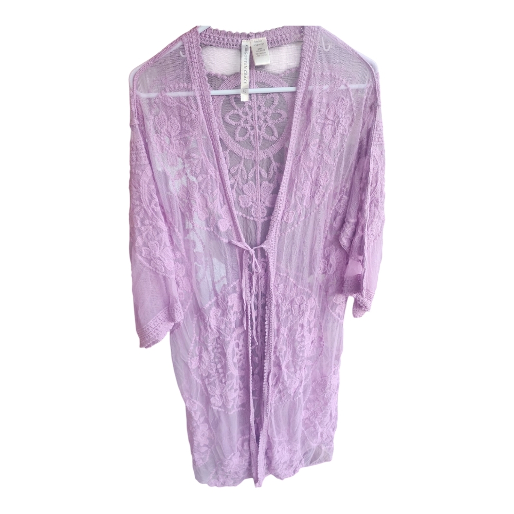 Forgotten Grace Kimono, duster, cover up, Light purple  lace